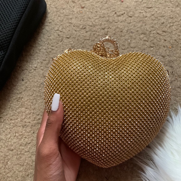 Handbags - Cute gold heart shaped purse ( can be worn as a clutch as well)